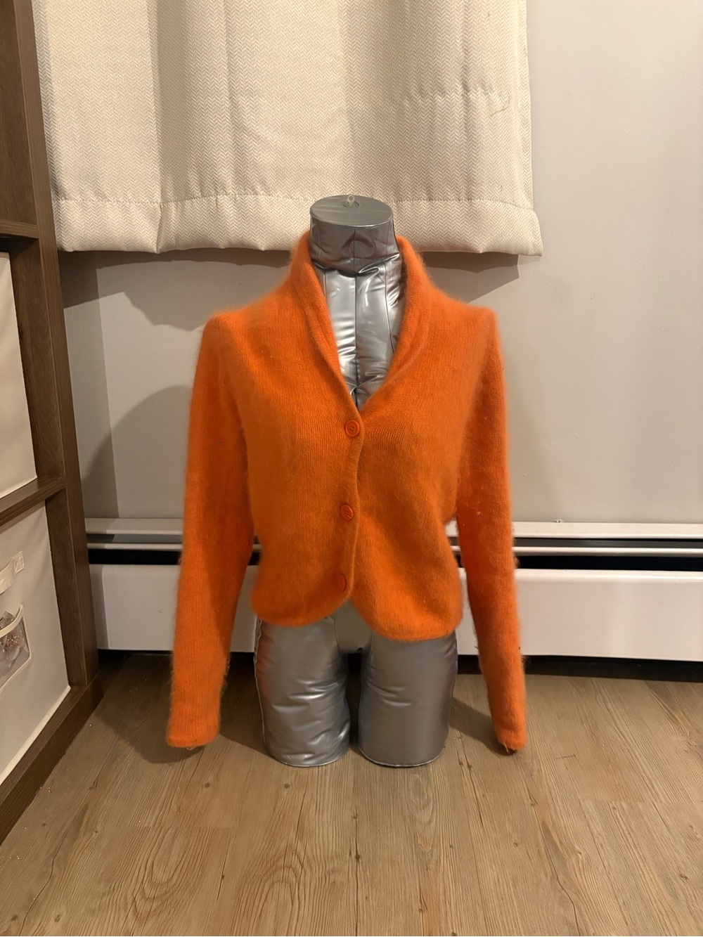 Together Bright Orange Fuzzy Button-Up Teddy Jacket